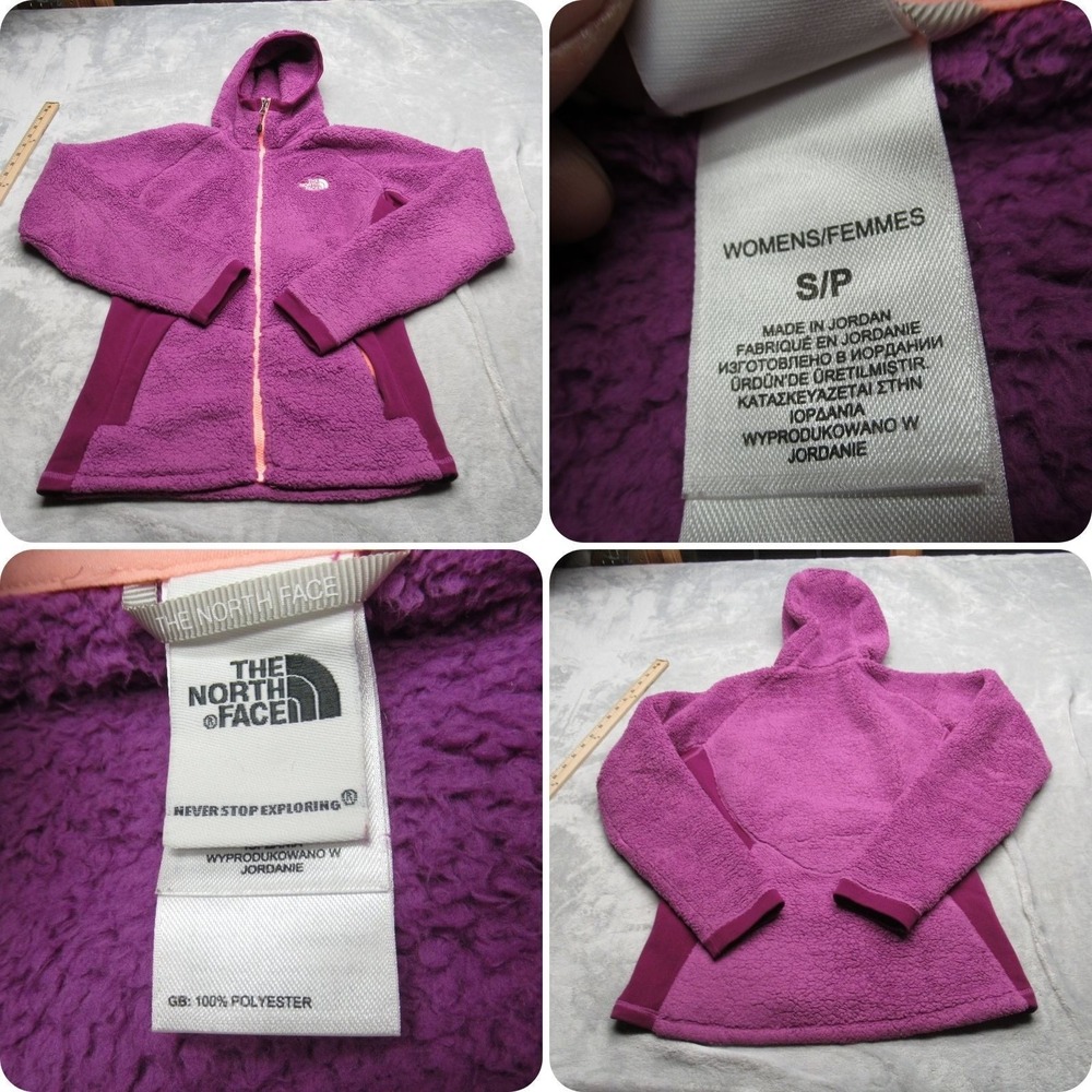 North Face Jacket Women Small Purple Pink Osito Fuzzy Fleece Hooded Full Zip